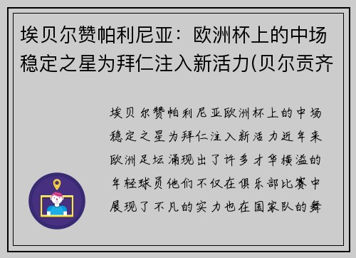 埃贝尔赞帕利尼亚：欧洲杯上的中场稳定之星为拜仁注入新活力(贝尔贡齐评价帕瓦罗蒂)